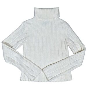 Vintage 90s Spoiled Girl Chunky Knit White Cowl Neck Sweater Size Small